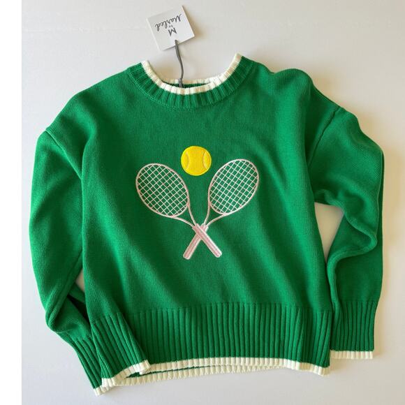 M by Marled Sweaters - nwt Vintage Style Embroidered Racket Crewneck Sweater